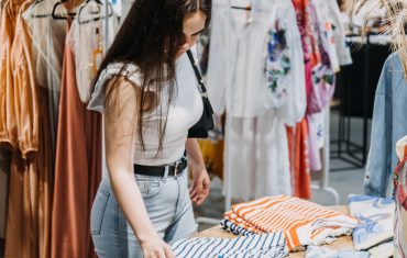 a woman shopping clothes.
